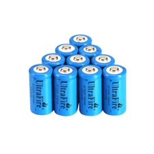 10pcs 16340 Battery 3.7V Ultrafire 1800mAh Rechargeable Li-Ion RCR123A Batteries