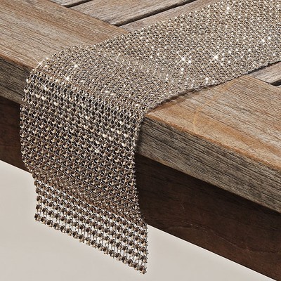2x edles Tischband Suna champagner 120 x11cm  Geschenk Tischläufer Dekoration