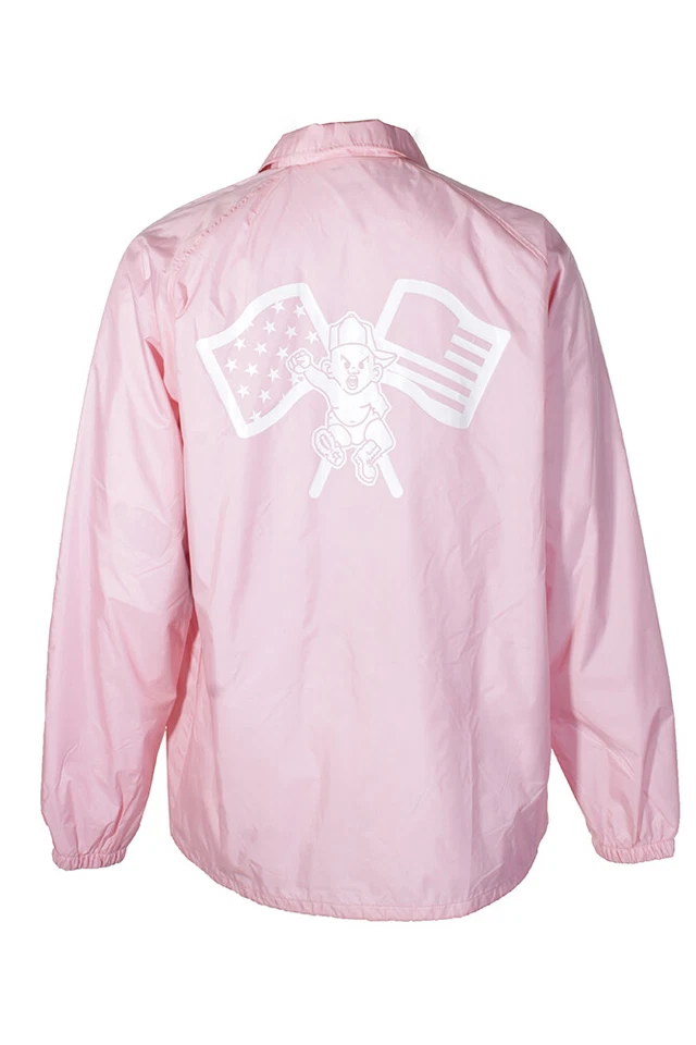 Chaqueta Badboy Rosa Blanco Banderas Bebé Gráfico Peso Medio Cierre a Presión Cuello Foto 2 de 3