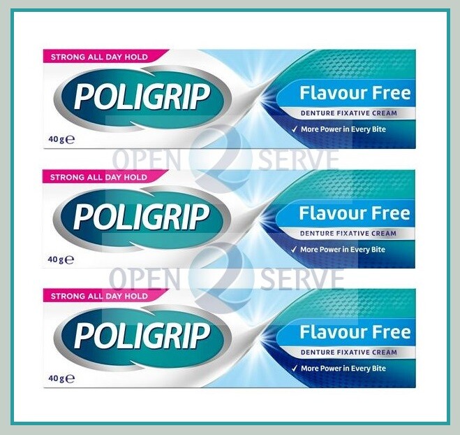 3x Poligrip Essential Denture Flavour Free Secure Hold Fixative Cream