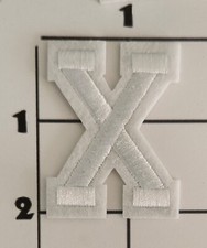 White 2" Letter "X" Patch Iron on Alphabet Costume Uniform Cosplay Upcycle