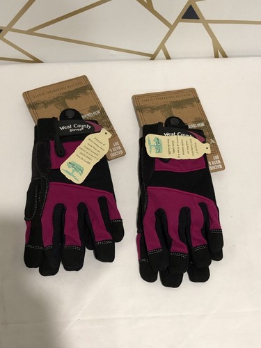 West County Women's Gloves – Small, Berry, Work Gloves with Four-Way 2pk NEW - Picture 1 of 6