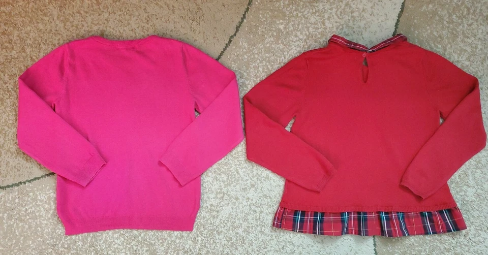 Lot of 2 HM H&M Girls Sweater Pullower Holiday Red Pink Cotton Size 4-8 fits 4-6 - Image 2 of 4