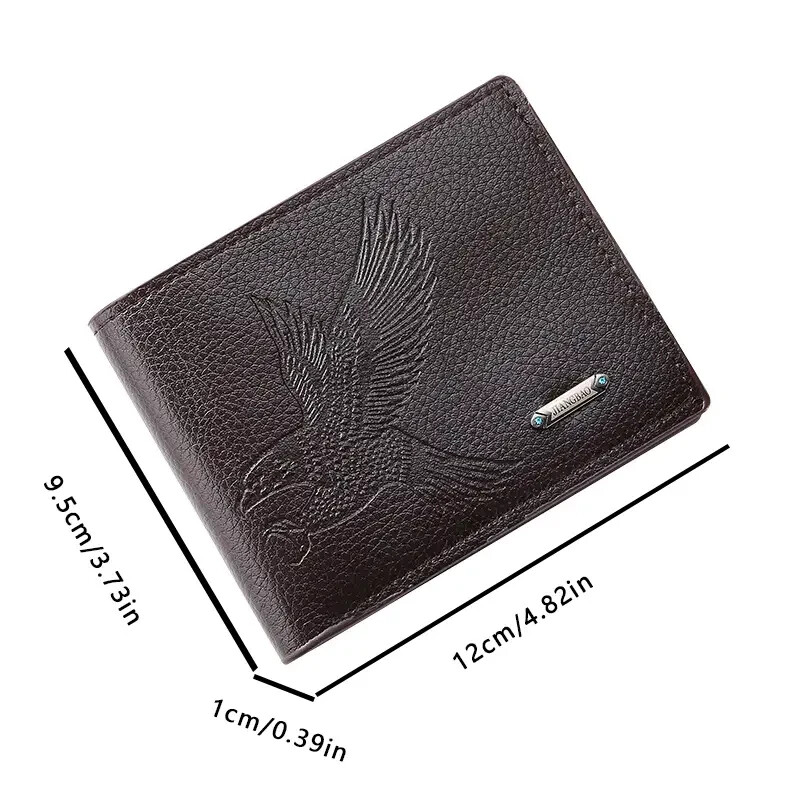 Leather Eagle Etched Mens Bifold Wallet-image