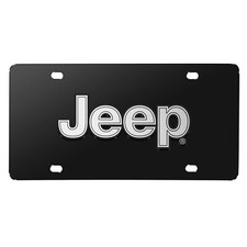 Jeep Silver Logo Black Stainless Steel License Plate