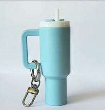 Mini "Stanley Style" Tumbler Keychain Chapstick Holder Light Blue