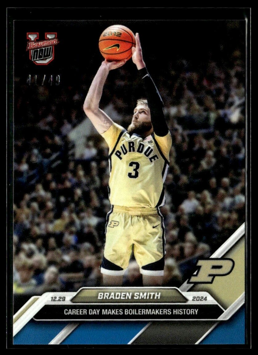 2024-25 Topps Bowman U Now 36 Braden Smith Purdue Boilermakers Career Blue 41/49