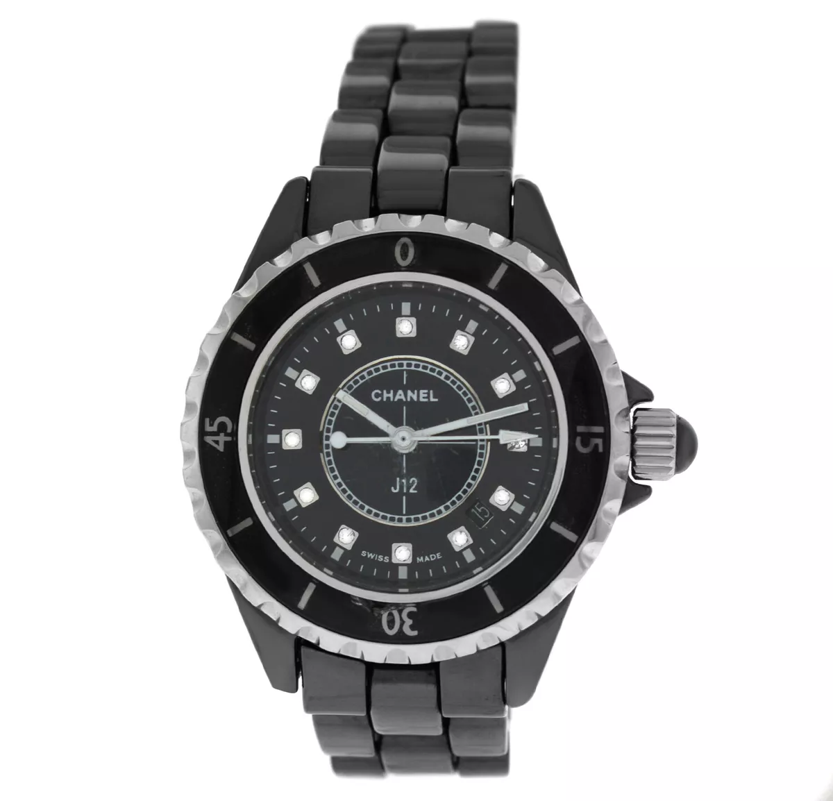 Chanel black watch J12 second hand vintage