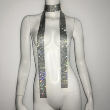 Shiny Glitter Rhinestone Neck Tie Scarf Metal Neckerchief Long Skinny Club UK