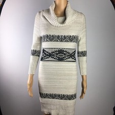 Maurices Beige & Black Knit Sweater Dress Cowl Neck Sz Small Camisole Under EUC