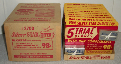 1950's-60's Silver Star Razor Blades ''Big Sampling Offer'' Counter Merchandiser
