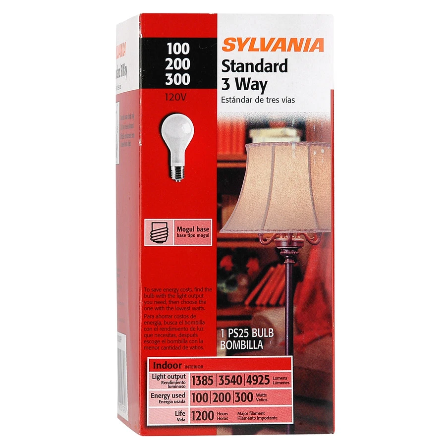 Sylvania Mogul Base 3 Way Light Bulbs PS25 100 200 300 Watt