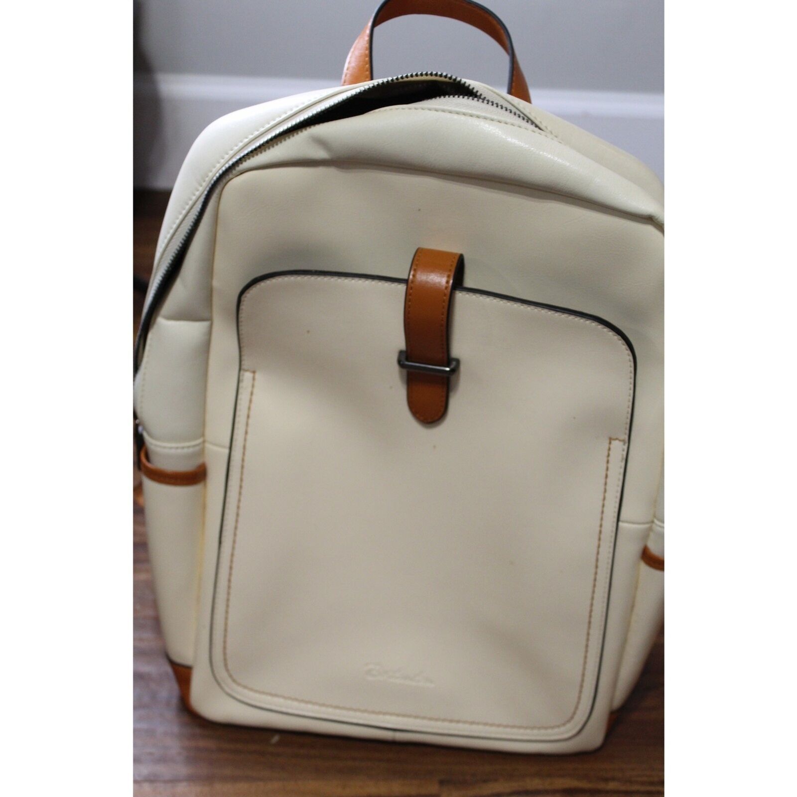 BOSTANTEN Cream Genuine Leather Backpack Purse Travel Bags for Women