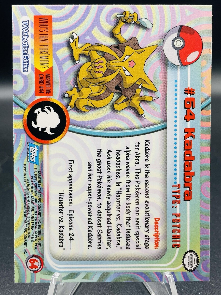Pokemon Kadabra #64 Topps Series 1 TV Animation Edition Blue