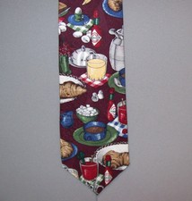 Tabasco PICNIC TIME Burgundy Multi-Color 57" Silk Neck Tie made in USA #908