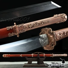 Clay Tempered Chinese Masterpiece Sword Tang Dao Sharp Exquisite Copper Fittings