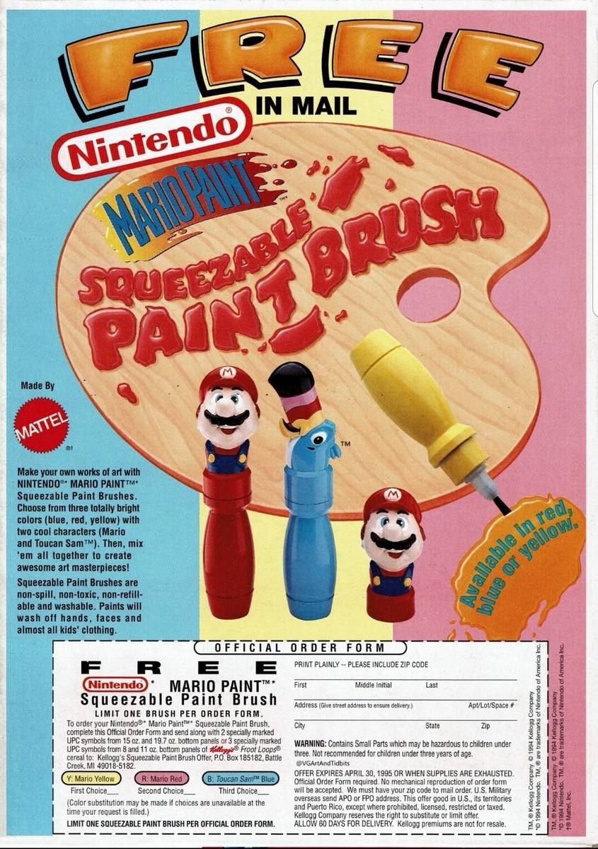 Kellogg's Mattel 1994 Nintendo Mario Paint Toucan Sam