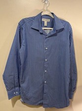Men's Banana Republic Long Sleeve Button Down Stripe Blue White EUC Size L