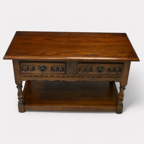 Old Charm Oak Coffee Table 2 Drawers Model 2326 Tudor Brown FREE UK Delivery - Picture 5 of 20