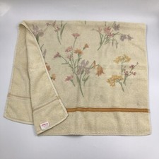 Vintage St Mary's Yellow Bath Towel 40 1/2 in x 24 in Floral Pattern Made in USA