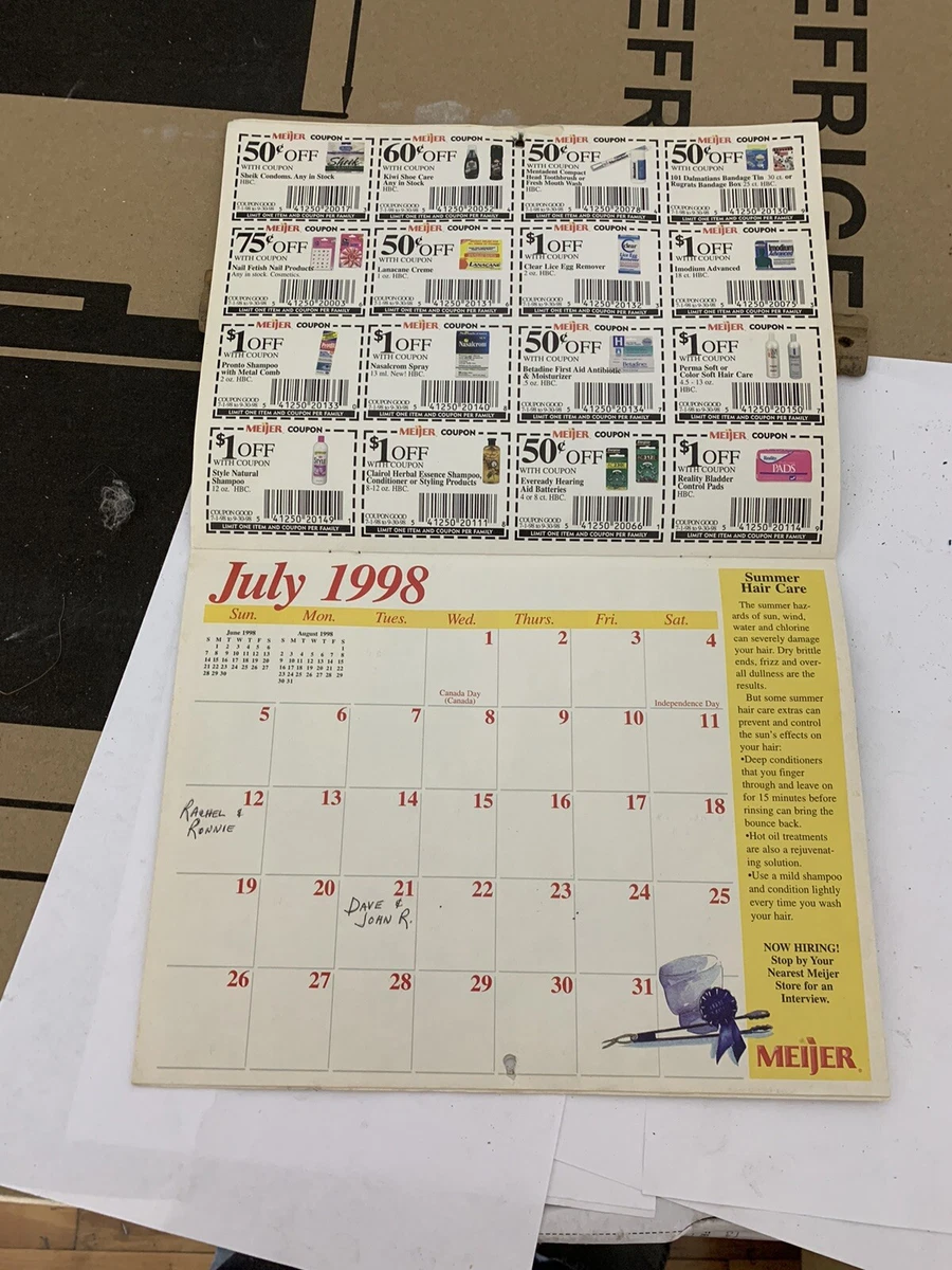 Meijer 1998 Calendar Used B180 | eBay