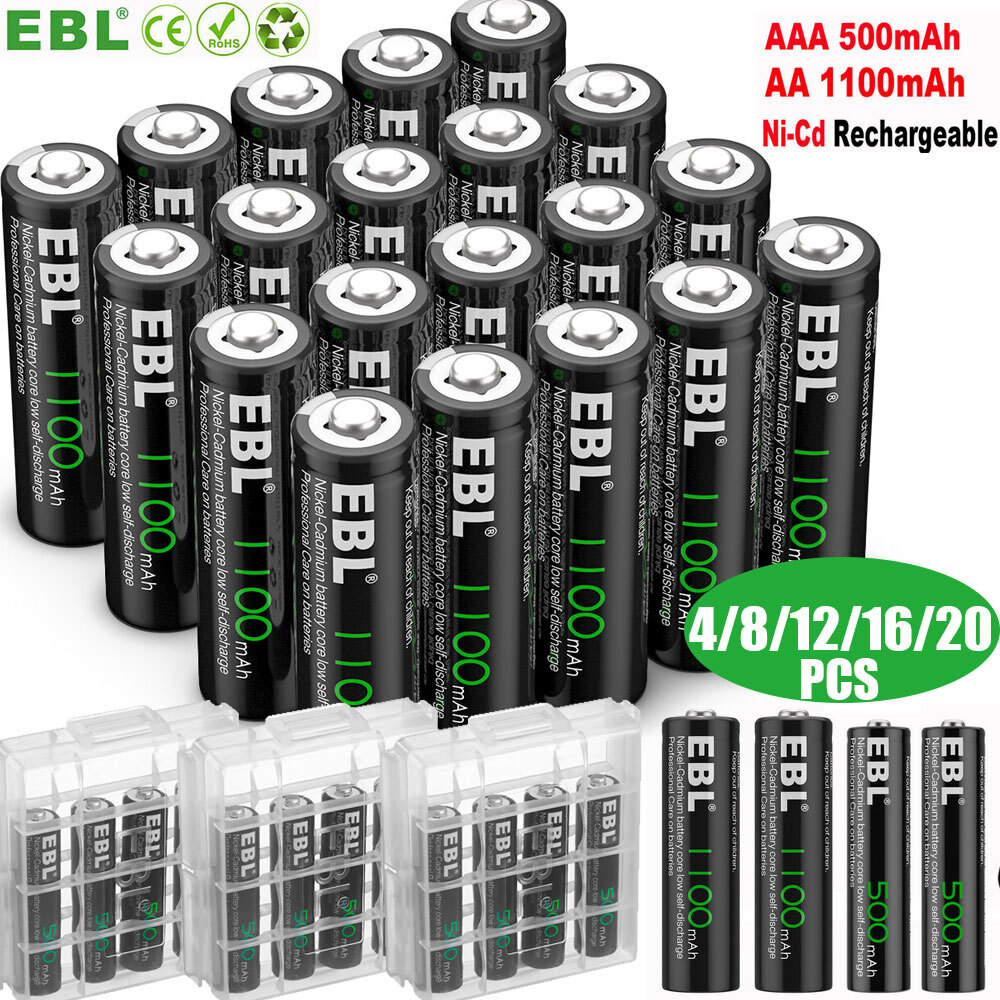 EBL AA & AAA Rechargeable Batteries - 1.2V NiMH For Solar Garden Lights & Low Drain Devices, 800-1100mAh
