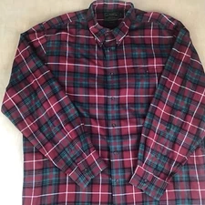 Vintage CC Filson Mens Large Long Sleeve Button Up Plaid Shirt Made In Hong Kong
