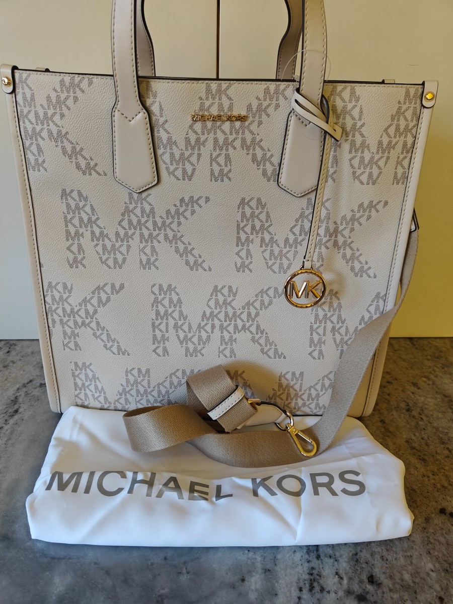 トートバッグ Michael Kors SS22 LARGE TOTE BAG (30S2G7FT3B_132VAN/CREAM) NWT Michael Kors Maple Women's MK Logo Large Tote Vanilla