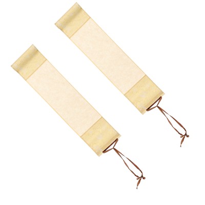 15x4'' Silk Half Raw Ripe Blank Hanging Xuan Paper Scroll, 2Pcs, Brown