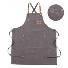 HEAVY DUTY Canvas Kitchen Chef Cooking Apron Cross-Back Adjustable Bib 3 Pockets