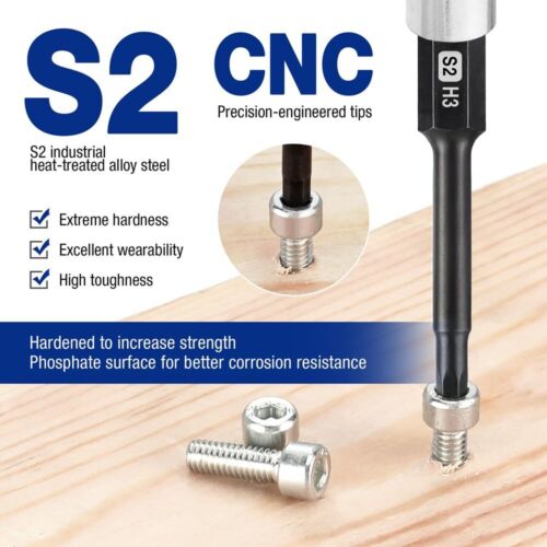 WORKPRO 20PC Magnetic Hex Head Allen Wrench Drill Bit Set Metric SAE Hex Bit Set - Picture 4 of 10