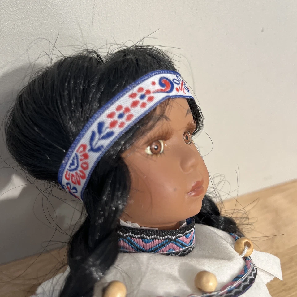 Poupée Indienne Tête Bras Jambes En Porcelaine Yeux En Verre Collection Vintage - Photo 3/4