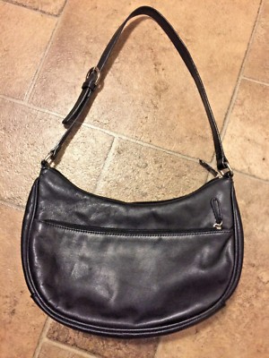 GIANI BERNINI Black Adjustable Strap Shoulder Bag Purse Pebbled Leather 💖 