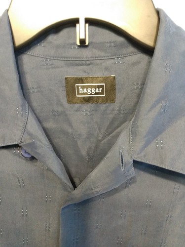 Haggar Short Sleeve Button Up Dark Blue Shirt Size Medium - Picture 3 of 9