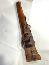 Rifle Bag Hunting Leather Cowhide Shoulder Shotgun Sling Strap Case Storage 50”