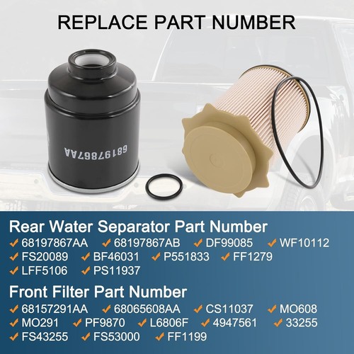 FUEL FILTER WATER SEPARATOR SET FOR 6.7L 2013-2018 DODGE RAM - Picture 2 of 7