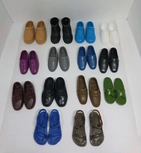 Ken Doll Shoe Accessory Lot 14 Pairs Loafers Sneakers Sandals VTG Barbie Mattel