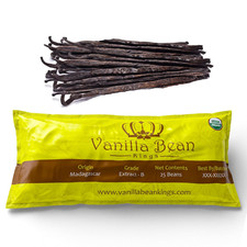 25 Organic Madagascar Vanilla Beans - Whole Extract Grade B Pods for Baking, Hom