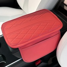 Upgraded Car Center Console Cover Microfiber Leather Armrest Cover -Red