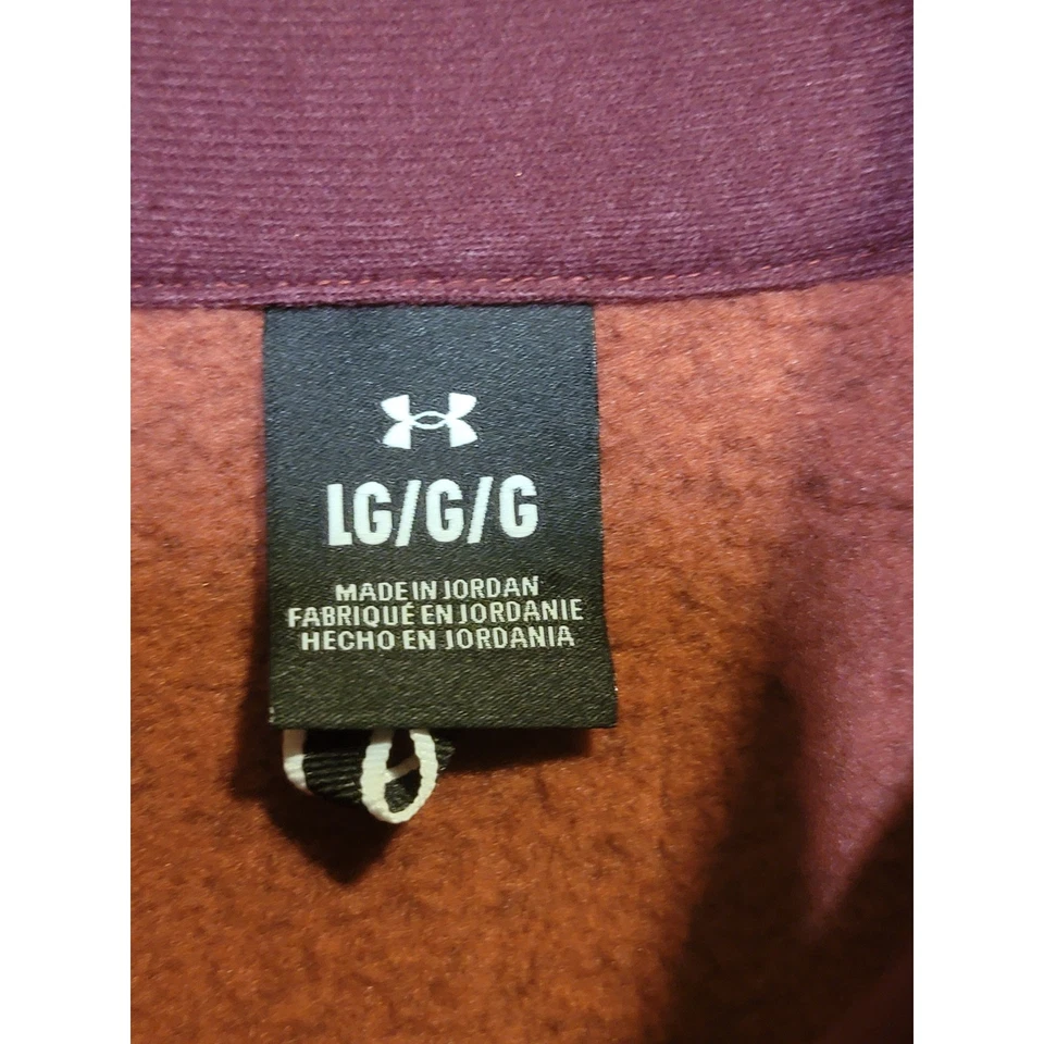 Under Armour Mens Vest Large LG Full Zip Sleeveless Jacket Maroon Fleece Top - Image 3 of 4