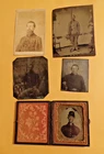 4 Civil War Tintypes Photo Union Soldiers US Buckle, 1 CDV Union Officer