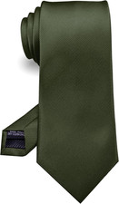Solid Color Tie Formal Necktie for Men Olive Green2