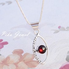 Mozambique Garnet Gemstone 925 Sterling Silver Birthstone Pendant Child Jewelry