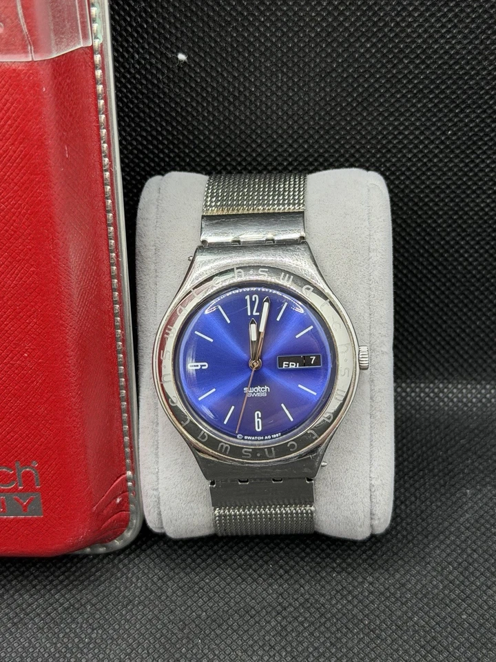 Vintage Swatch Irony Blue Dial Stainless Steel Quartz Watch (1997) - Image 3 of 4