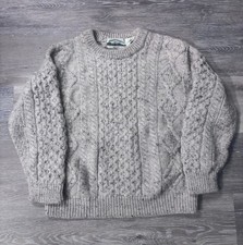 Aran Crafts Sweater Men  s Large Fits Medium Crewneck Cable Knit Speckled