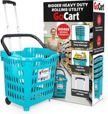 Bigger Gocart Grocery Cart Rolling Shopping Laundry Basket on Wheels Hamper with