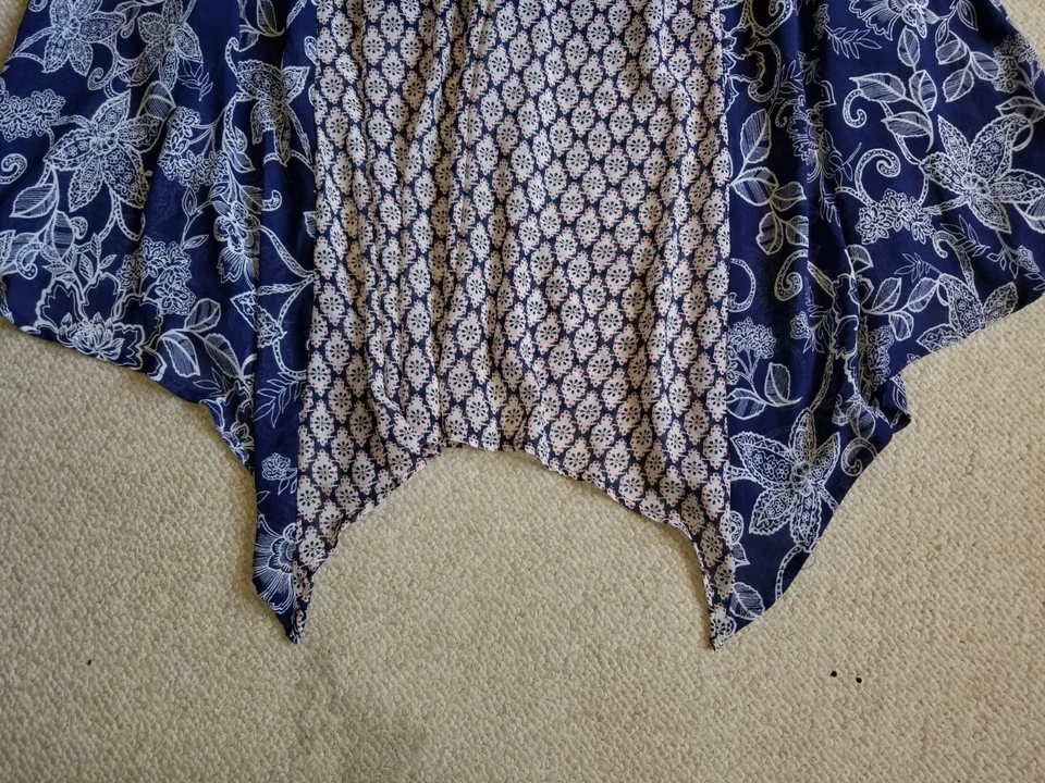 Mujer Falda-ROZ y Ali-azul marino/azul floral sedoso BOHO asimétrico midi lagenlook-24 Foto 3 de 4