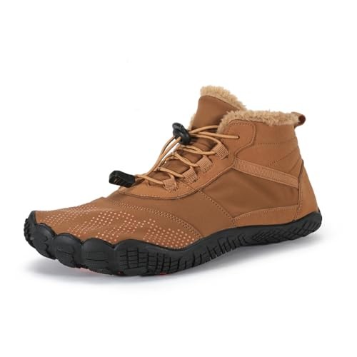 Men Women Barefoot Shoes Winter Wide Toe Box Walking Boots Plush Lined Warm