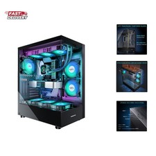 PC CASE ATX 6 PWM ARGB Fans Pre-Installed, Type-C Mid Tower Computer Case wit...