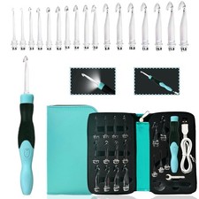 Lighted Crochet Hooks Set 2.5mm 14.0mm, 17 Sizes Light Up Crochet Hooks with ...